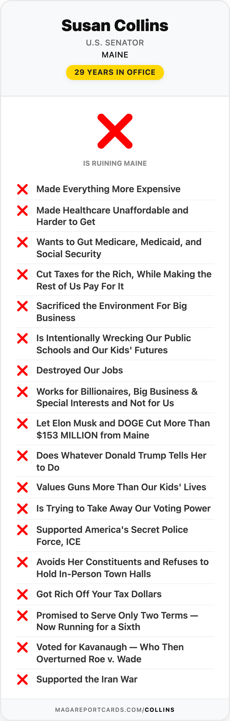 Susan Collins Report Card