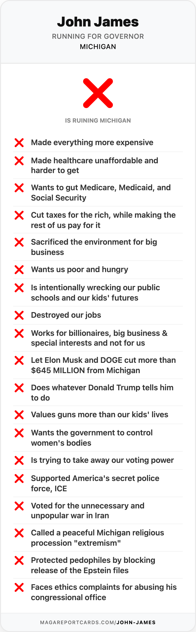 John James Report Card
