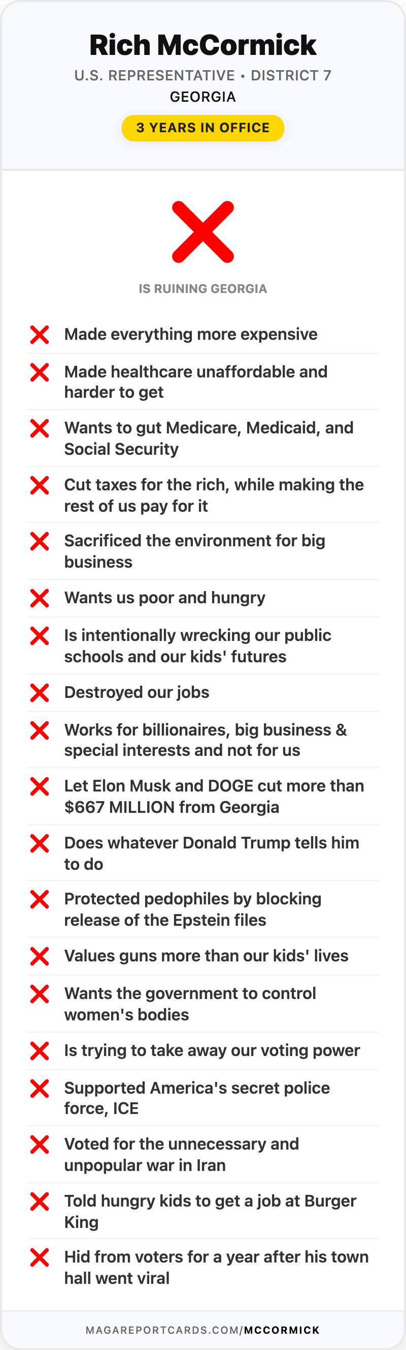 Rich McCormick Report Card